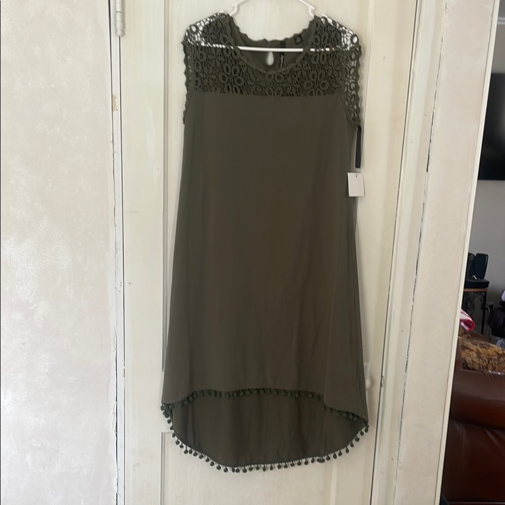 New Olive Green Sleeveless Dress